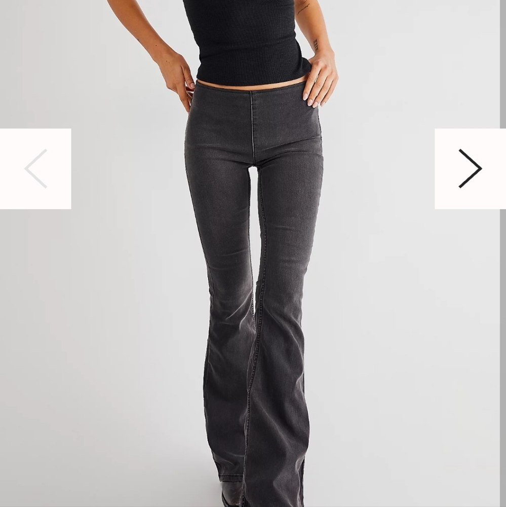 Free People Pull On Black Bell Bottom Denim size 26